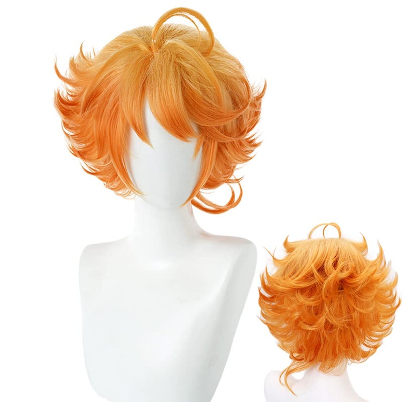 JCvCX Anime Emma Wig Short Orange Curly Party Hair Cosplay Props Halloween Costume Accessories - Image 1